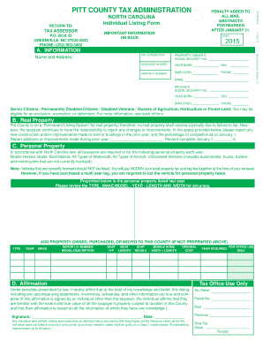 North Carolina Individual Listing Form