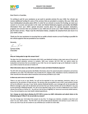 Request for Consent for Medicaid Reimbursement