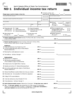 North Dakota Individual Income Tax Return 2008