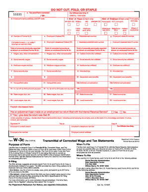 IRS Form W-3c Transmittal of Corrected Wage and Tax Statements