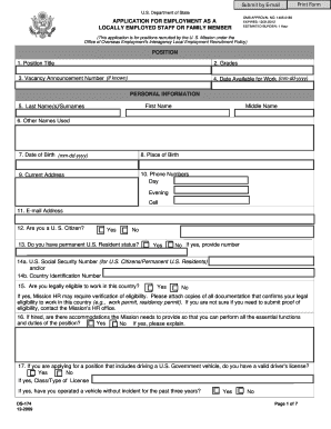 US Department of State Employment Application