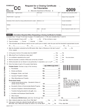 Wisconsin Closing Certificate Request
