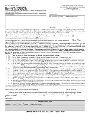 California Welfare Exemption Claim Form