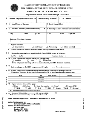 Massachusetts IFTA License Application