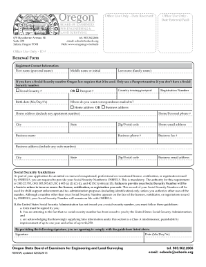 Oregon Professional Engineer Renewal Form
