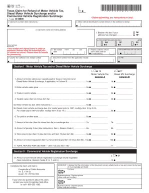 Texas Claim for Refund of Motor Vehicle Tax