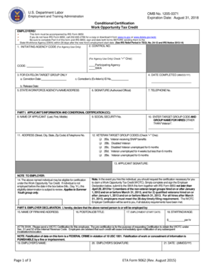 Work Opportunity Tax Credit Conditional Certification Form