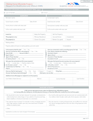 Making Home Affordable Request for Modification and Affidavit