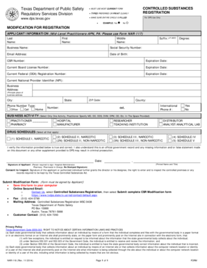 Texas Controlled Substances Registration Form