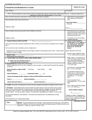 US Bankruptcy Proof of Claim Form