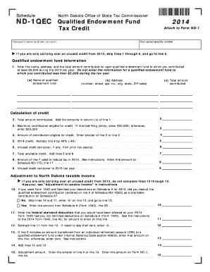 North Dakota Qualified Endowment Fund Tax Credit Form 2014