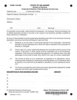 Delaware Form 1100-NBI