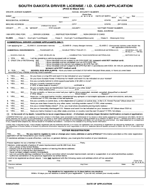 South Dakota Driver License Application