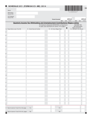 Maine Quarterly Income Tax Withholding Form 941/C1