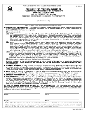 Texas Property Owners Association Addendum