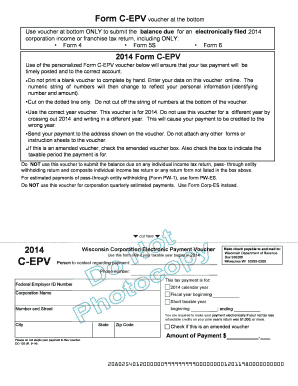 2014 Wisconsin Corporation Electronic Payment Voucher