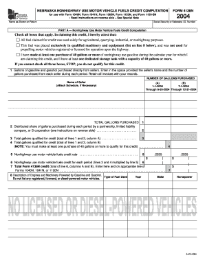 Nebraska Nonhighway Use Motor Vehicle Fuels Credit Form 4136N