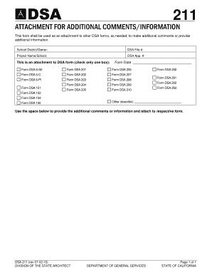 DSA 211 Attachment Form