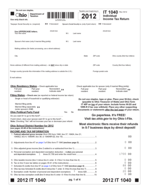 Ohio IT 1040 Individual Income Tax Return