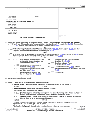Proof of Service of Summons