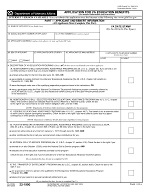 VA Form 22-1990 Application for Education Benefits