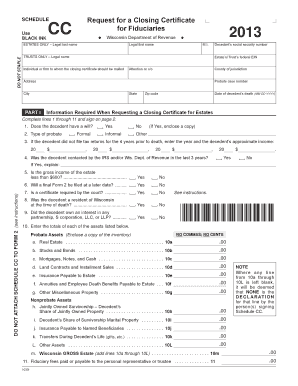 Wisconsin Closing Certificate Request