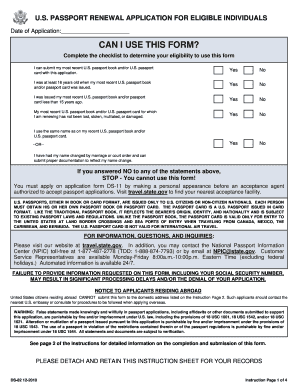 US Passport Renewal Application Form DS-82