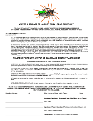 WAIVER & RELEASE OF LIABILITY FORM - READ CAREFULLY ...