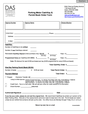 Oregon Parking Permit Book Order Form