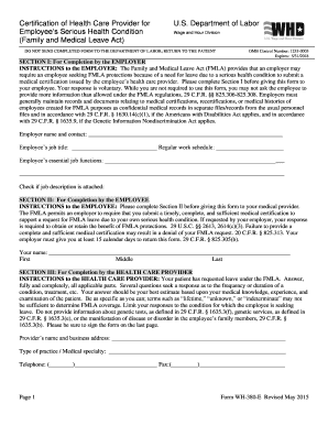 Certification of Health Care Provider for FMLA