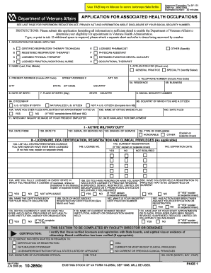 Application for Associated Health Occupations