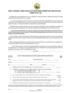 West Virginia Employee Withholding Exemption Certificate