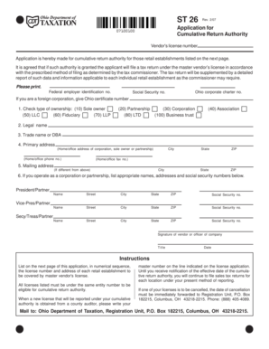 Ohio Cumulative Return Authority Application