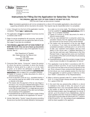 Ohio Form ST AR Sales/Use Tax Refund