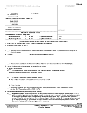 Proof of Service Civil Form POS-040