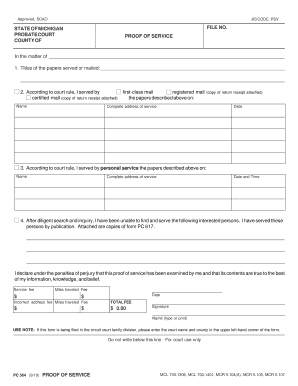 Michigan Probate Court Proof of Service
