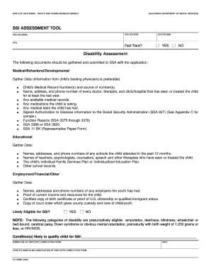 California SSI Assessment Tool