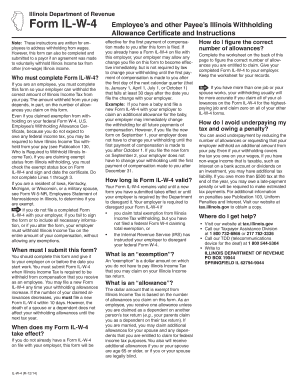 Illinois Employee Withholding Allowance Certificate