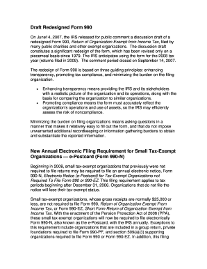 IRS Form 990 Redesign Discussion Draft