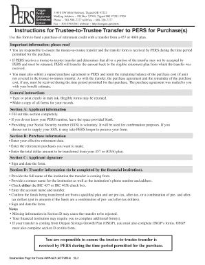 Trustee-to-Trustee Transfer to PERS for Purchase(s)