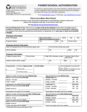 Washington State Parent School Authorization Form