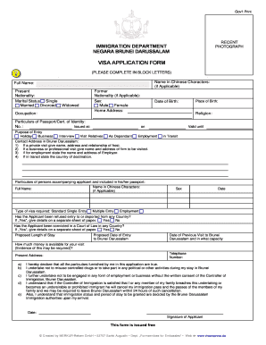 Brunei Visa Application Form