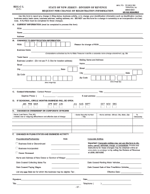 New Jersey Business Entity Amendment Form