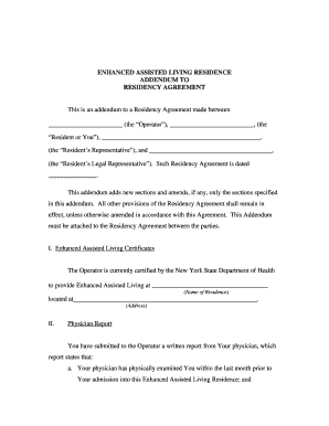 Enhanced Assisted Living Residency Addendum