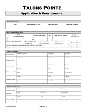 Apartment Rental Application Form
