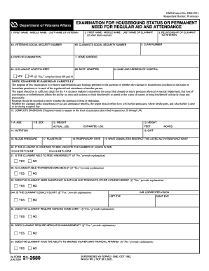 VA Form 21-2680 Housebound Status Examination