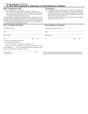 Illinois Employee’s Statement of Nonresidence