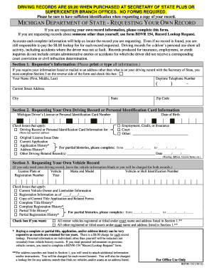 Michigan Driving Record Request Form