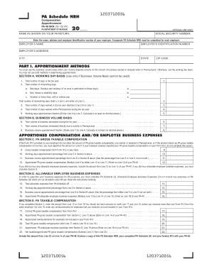 PA Schedule NRH Compensation Apportionment Form
