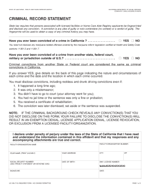 California Criminal Record Statement